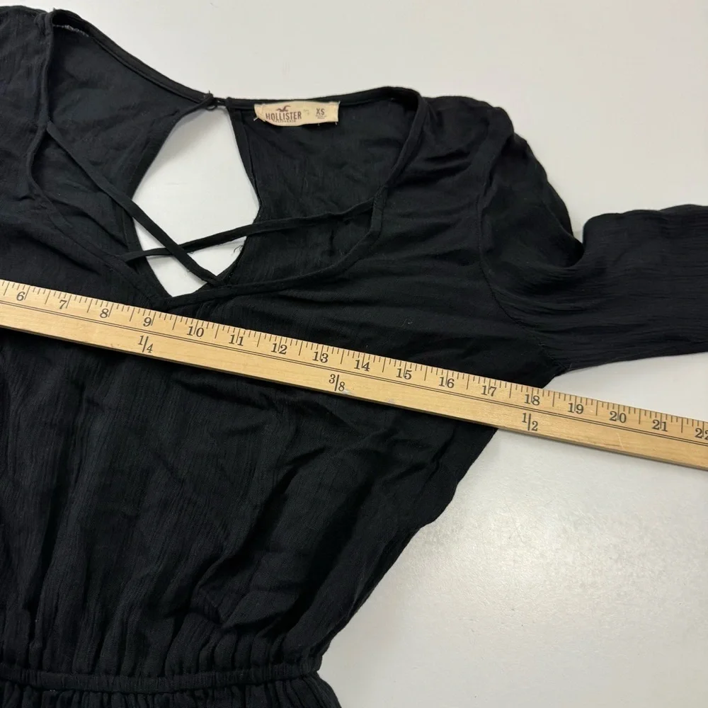 Hollister Sz XS Black Long Sleeve Bell Sleeves Short Romper Viscose Whimsigoth